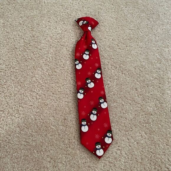 KIDS CHRISTMAS SNOWMAN TIE - Picture 1 of 6